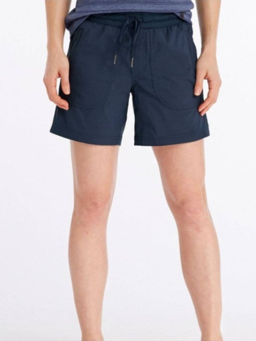 L.L. Bean Vista Camp Shorts Womens SMALL Blue High Rise Pull On Drawstring Hike